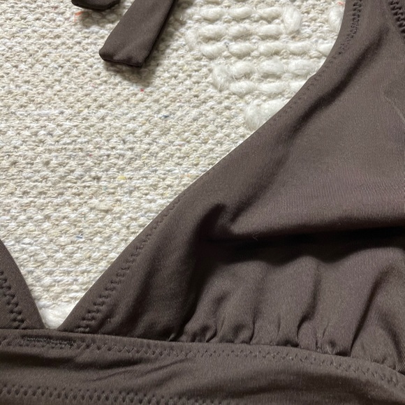 Women’s Deep Chocolate Brown Tie Halter Swimsuit - Picture 3 of 7